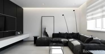Черно-белая гостиная (50 фото): современные интерьеры с яркими акцентами Гостиная в бело черных тонах